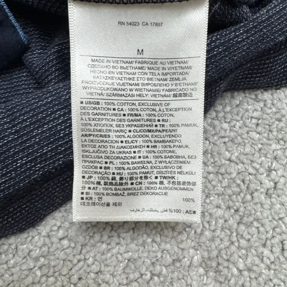 Banana Republic Luxury Touch Button Down Shirt Mens Medium Blue Jacquard Knit